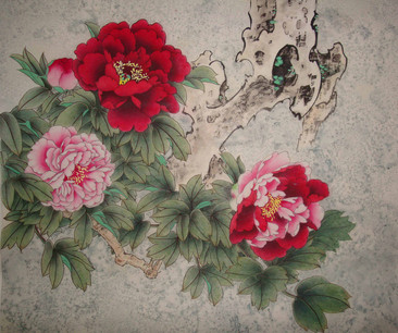 牡丹花工笔装饰画与苗木之美