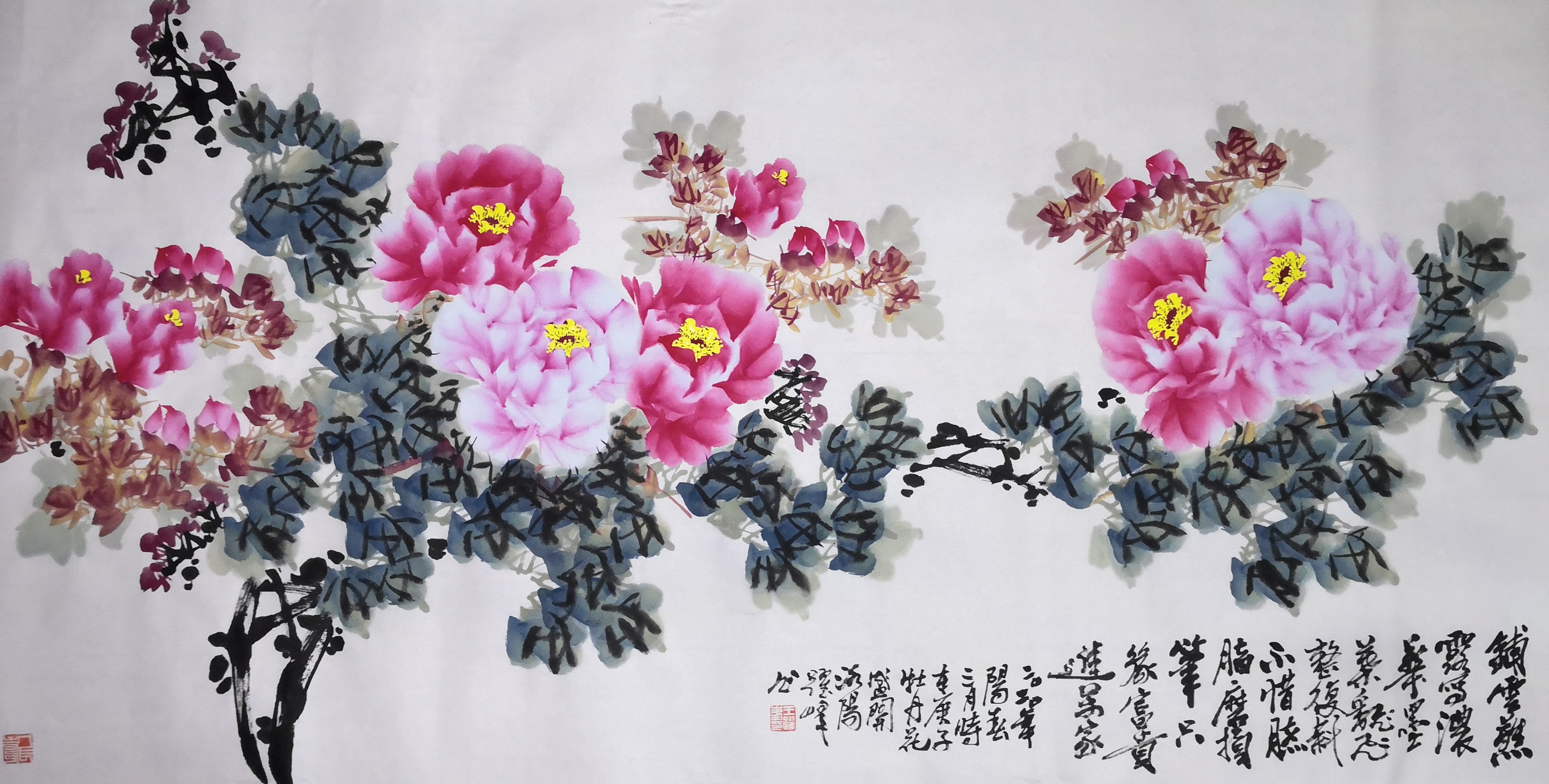 盛世丹青绘天香 王跃峰与他的六尺八尺牡丹画卷